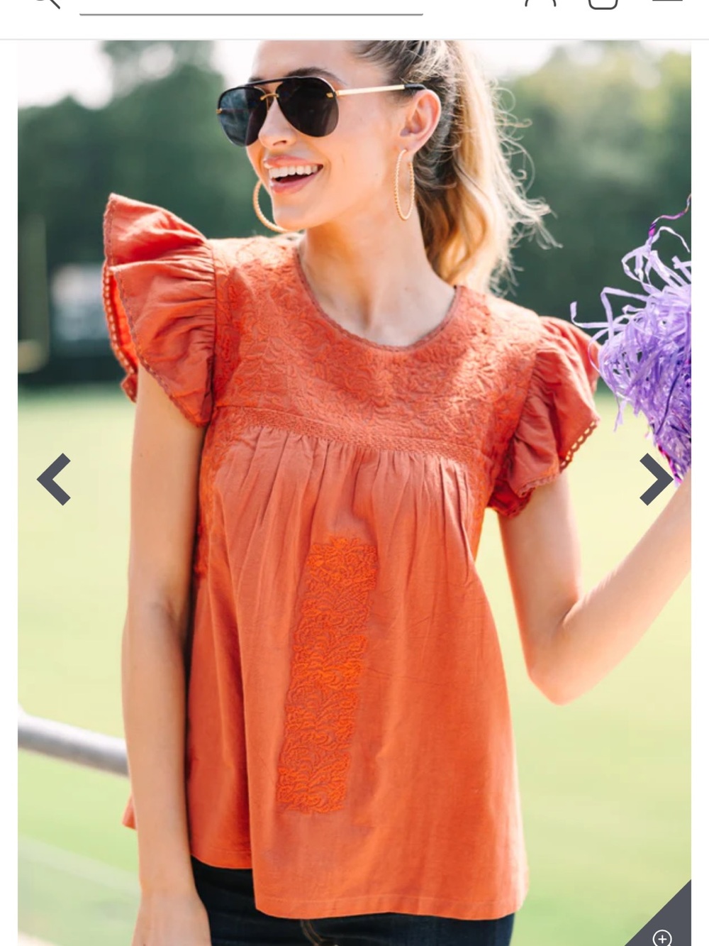 j.marie Red Embroidered Flutter Sleeve Top - Picture 4 of 4